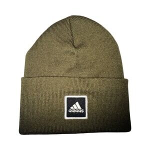 Adidas Beanie Adult One Size Cuffed Knit Cap Winter Hat Olive Green